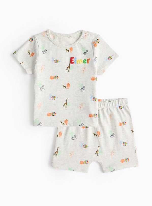 Grey Elmer Character Print Pyjama Set 6-9 months